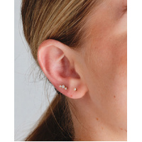 Gold Titanium 9mm Crescent  - Threadless 18G - 7mm Flatback Stud