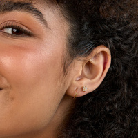Gold Titanium 4mm Premium Zirconia Flower - Threadless 18G - 7mm Flatback Stud