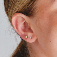 Gold Titanium 4mm Star  - Threadless 18G - 7mm Flatback Stud