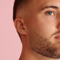 Titanium 2.35mm Aqua Premium Zirconia - Threadless 18G - 7mm Flatback Stud