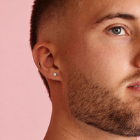 Titanium 4mm Premium Zirconia  - Threadless 18G - 7mm Flatback Stud