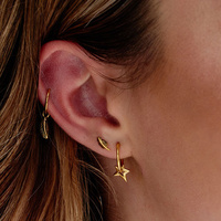 Gold Titanium 6mm Feather Left  - Threadless 18G - 7mm Flatback Stud
