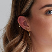 Gold Titanium 4mm Faceted Heart  - Threadless 18G - 7mm Flatback Stud