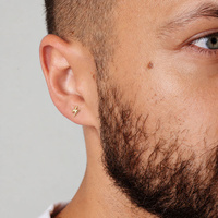 Gold Titanium 5mm Lightning Bolt  - Threadless 18G - 7mm Flatback Stud