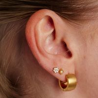 Gold Titanium 4mm Premium Zirconia Diamond - Threadless 18G - 7mm Post