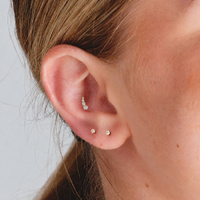Gold Titanium 8mm Premium Zirconia Left Ear - Threadless 18G - 7mm Post