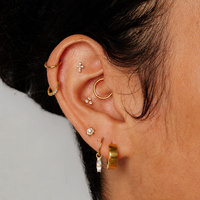 Gold Titanium 5mm Premium Zirconia Cross - Threadless 18G - 7mm Post