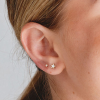 Gold Titanium 7mm Premium Zirconia Star - Threadless 18G - 7mm Post