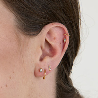 Gold Titanium 5.5mm Premium Zirconia Rectangle - Threadless 18G - 7mm Post