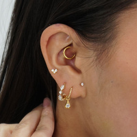 Gold Titanium 5mm Cubic Zirconia Heart - Threadless 18G - 7mm Post