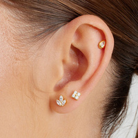 Gold Titanium 6mm Pear Cubic Zirconia - Threadless 18G - 7mm Post