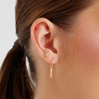 Gold Titanium 7mm Marquise Cubic Zirconia - Threadless 18G - 7mm Post