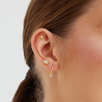Gold Titanium Premium Zirconia 4mm Ball Flower Cluster - Threadless 18G - 7mm Post