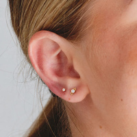 Gold Titanium Premium Zirconia 5mm Ball Triangle Cluster - Threadless 18G - 7mm Flatback Stud