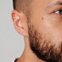 Gold Titanium 3mm Moon - Threadless 18G - 7mm Flatback Stud