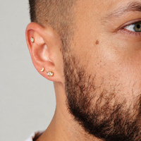 Gold Titanium 5mm Moon - Threadless 18G - 7mm Flatback Stud