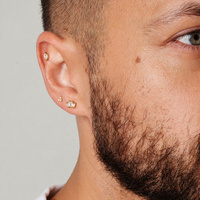 Gold Titanium Aurora Borealis 2.5mm Prem Zirconia Trinity - Threadless 18G - 7mm Flatback Stud