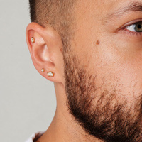 Gold Titanium 2.2mm Cubic Zirconia - Threadless 18G - 7mm Flatback Stud