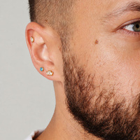 Gold Titanium Aqua 2.35mm Premium Zirconia - Threadless 18G - 7mm Post