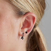 Black Titanium Faceted Heart - Threadless 18G - 7mm Post