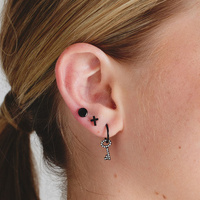 Black Titanium 6mm Cross - Threadless 18G - 7mm Post
