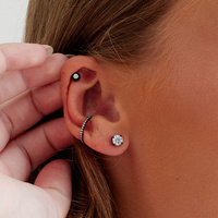 Black Titanium 3mm Premium Zirconia Ball Flower Cluster - Threadless 18G - 7mm Post