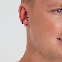 Black Titanium 3mm Moon - Threadless 18G - 7mm Flatback Stud