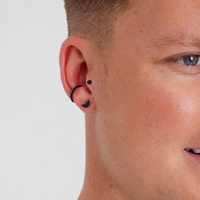 Black Titanium 4mm Moon - Threadless 18G - 7mm Flatback Stud