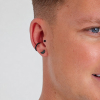Black Titanium 5mm Moon - Threadless 18G - 7mm Flatback Stud