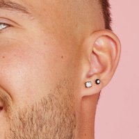 Black Titanium 5mm Premium Zirconia Square - Threadless 18G - 7mm Flatback Stud