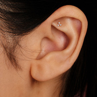 Rose Gold Titanium 3.5mm Premium Zirconia Trinity - Threadless 18G - 7mm Flatback Stud