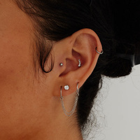 Titanium 8mm Premium Zirconia Ear Piece Right Ear - Threadless 18G - 7mm Flatback Stud