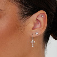 Titanium Cubic Zirconia 5mm Heart - Threadless 18G - 7mm Flatback Stud