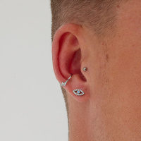 Titanium 10mm Cubic Zirconia Evil Eye - Threadless 18G - 7mm Flatback Stud