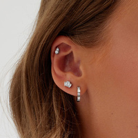 Titanium 3 Tapered Baguette 7mm Cubic Zirconia - Threadless 18G - 7mm Flatback Stud