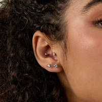 Titanium Premium Zirconia 5mm Ball Cluster - Threadless 18G - 7mm Flatback Stud