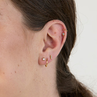 Gold Titanium 4mm Premium Crystal Baguette - Threadless 18G - 7mm Flatback Stud