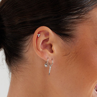 Titanium 2.5mm Premium Zirconia Trio - Threadless 18G - 7mm Flatback Stud