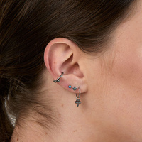 Titanium Lab Created 3mm Sapphire Black Opal - Threadless 18G - 7mm Flatback Stud