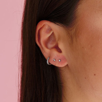 Titanium 3mm Moon - Threadless 18G - 7mm Flatback Stud