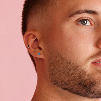 Titanium 3mm Aqua Premium Zirconia - Threadless 18G - 7mm Flatback Stud