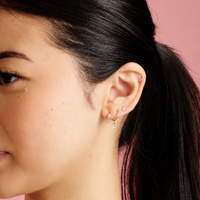 Rose Gold Titanium 4mm Premium Zirconia Crystal Baguette - Threadless 18G - 7mm Flatback Stud
