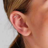 Gold Titanium Half Moon Cubic Zirconia - Threadless 18G - 7mm Flatback Stud