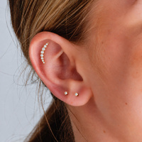 Gold Titanium Clawset Cluster Cubic Zirconia - Threadless 18G - 7mm Flatback Stud 