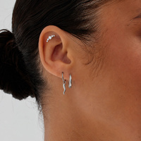  Titanium Half Moon Cubic Zirconia - Threadless 18G - 7mm Flatback Stud 