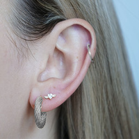  Titanium Heart & Wings Cubic Zirconia - Threadless 18G - 7mm Flatback Stud 