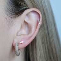  Titanium Heart & Wings Pink Cubic Zirconia - Threadless 18G - 7mm Flatback Stud 