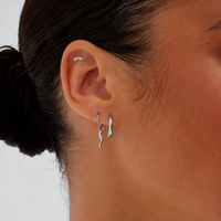  Titanium Square Trio Cubic Zirconia - Threadless 18G - 7mm Flatback Stud 