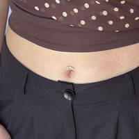 Gold Titanium Half Moon Cubic Zirconia - Threadless 14G - 10mm Floating Navel