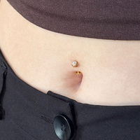 Gold Titanium Flower Cubic Zirconia - Threadless 14G - 10mm Floating Navel
